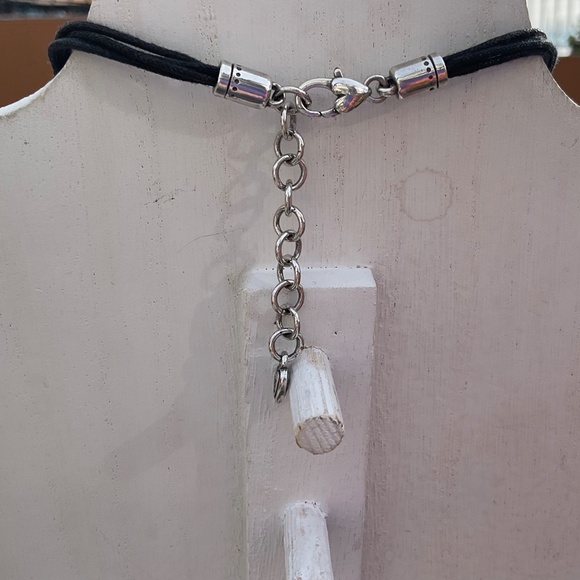 Brighton Eclipse Necklace Black Cord Silvertone Oval Filigree Pendant 15” - Picture 5 of 8